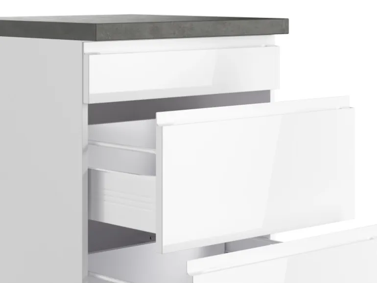 Held Küchen Kochfeldumschrank Gera 60 cm Weiß/Beton