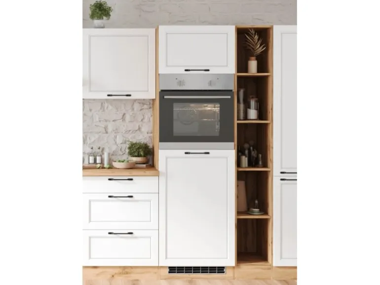 Held Küchen Ofen-Umbauschrank Kempten 60 cm Weiß/Wotan