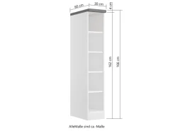 Held Küchen Offenes Regal Gera 30 cm Weiß/Beton