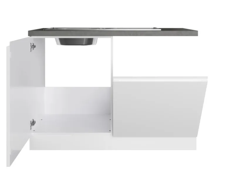 Held Küchen Spülenschrank Gera 120 cm Weiß/Beton