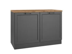 Held Küchen Spülenschrank Kempten 120 cm Grau/Graphit 2 Türen