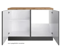 Held Küchen Spülenschrank Kempten 120 cm Grau/Graphit 2 Türen