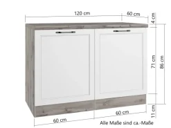 Held Küchen Spülenschrank Kempten 120 cm Grau/Graphit 2 Türen