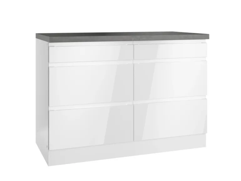 Held Küchen Unterschrank Gera 120 cm Weiß/Beton