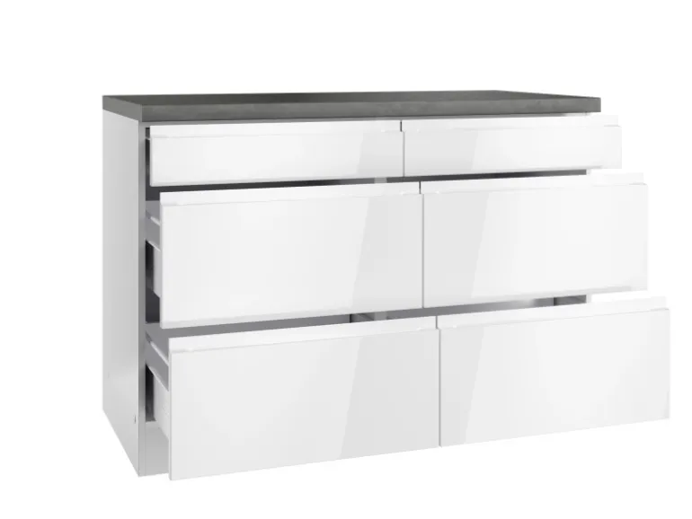 Held Küchen Unterschrank Gera 120 cm Weiß/Beton