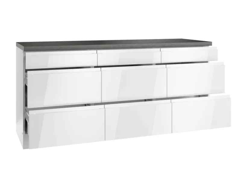 Held Küchen Unterschrank Gera 180 cm Weiß/Beton