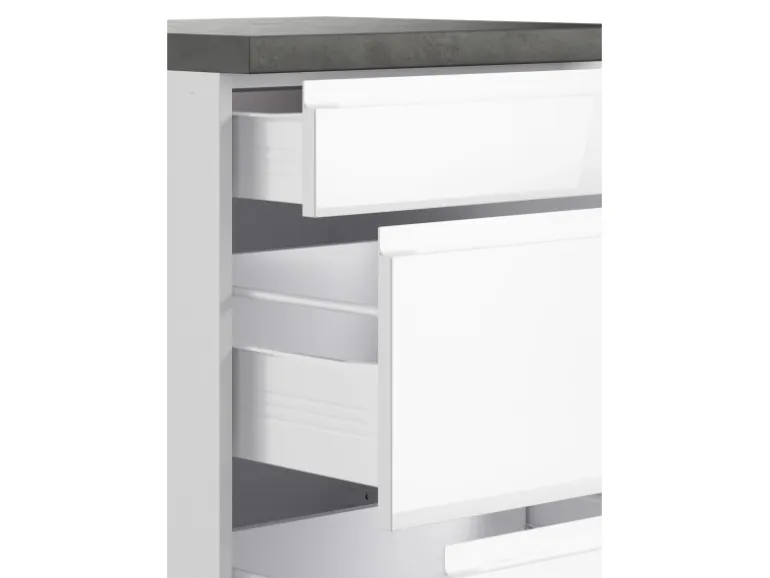 Held Küchen Unterschrank Gera 180 cm Weiß/Beton