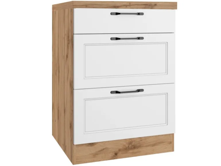 Held Küchen Unterschrank Kempten 60 cm Weiß/Wotan 2 Türen