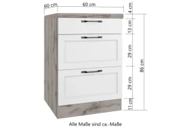 Held Küchen Unterschrank Kempten 60 cm Weiß/Wotan 2 Türen