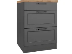 Held Küchen Unterschrank Kempten 60 cm Grau/Graphit 2 Türen