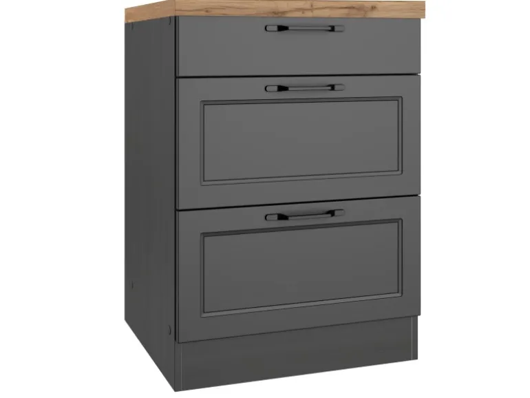 Held Küchen Unterschrank Kempten 60 cm Grau/Graphit 2 Türen