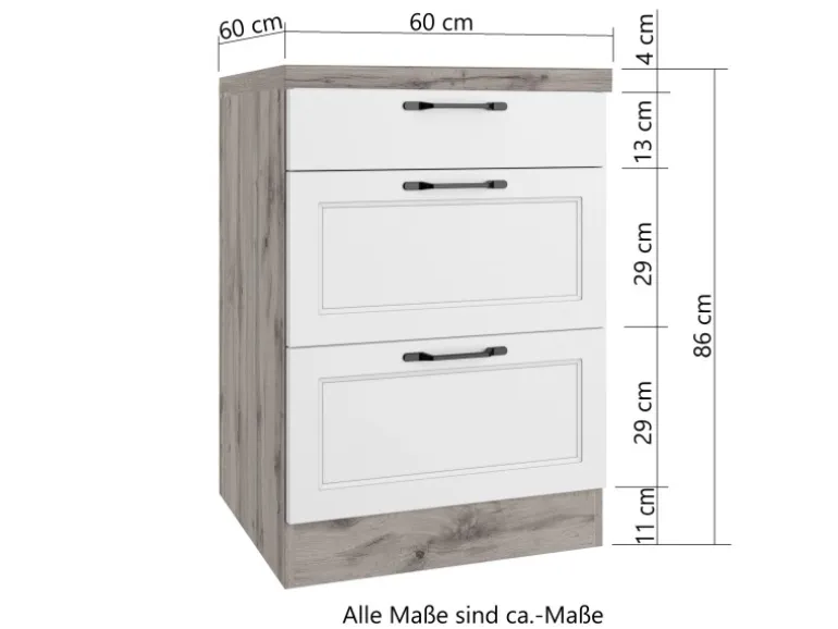 Held Küchen Unterschrank Kempten 60 cm Grau/Graphit 2 Türen
