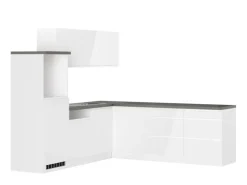 Held Küchen Winkelküche Gera 240 cm Weiß/Beton ohne E-Geräte
