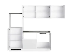 Held Küchen Winkelküche Gera 240 cm Weiß/Beton ohne E-Geräte