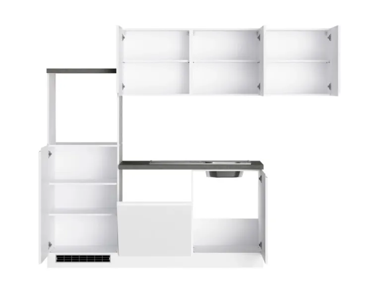 Held Küchen Winkelküche Gera 240 cm Weiß/Beton ohne E-Geräte