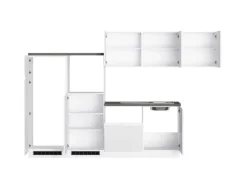 Held Küchen Winkelküche Gera 300 cm Weiß/Beton ohne E-Geräte