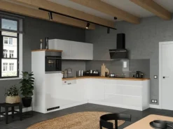 Held Küchen Winkelküche Gera 240 cm Weiß/Wotan mit E-Geräte