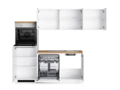 Held Küchen Winkelküche Gera 240 cm Weiß/Wotan mit E-Geräte