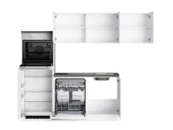 Held Küchen Winkelküche Gera 240 cm Weiß/Beton mit E-Geräten /autark Induktion