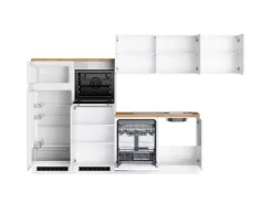 Held Küchen Winkelküche Gera 300 cm Weiß/Wotan mit E-Geräten Induktion