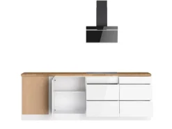 Held Küchen Winkelküche Gera 300 cm Weiß/Wotan mit E-Geräten Induktion