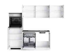 Held Küchen Winkelküche Gera 240 cm Weiß/Beton mit E-Geräte