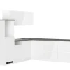 Held Küchen Winkelküche Gera 240 cm Weiß/Beton ohne E-Geräte /autark