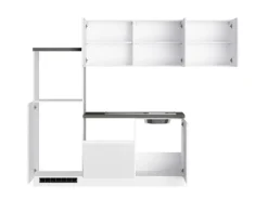 Held Küchen Winkelküche Gera 240 cm Weiß/Beton ohne E-Geräte /autark