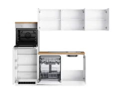 Held Küchen Winkelküche Gera 240 cm Weiß/Wotan mit E-Geräten /autark Induktion