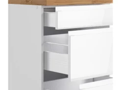 Held Küchen Winkelküche Gera 240 cm Weiß/Wotan mit E-Geräten /autark Induktion