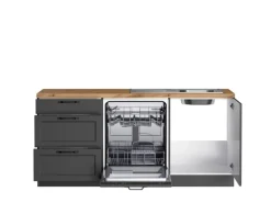 Held Küchen Winkelküche Kempten 240 cm mit E-Geräten Graphit/Grau