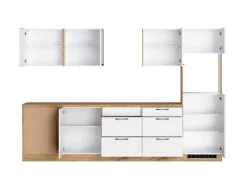 Held Küchen Winkelküche Kempten 300 cm Weiß/Wotan ohne E-Geräte /autark