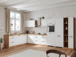 Held Küchen Winkelküche Kempten 420 cm Weiß/Wotan ohne E-Geräte