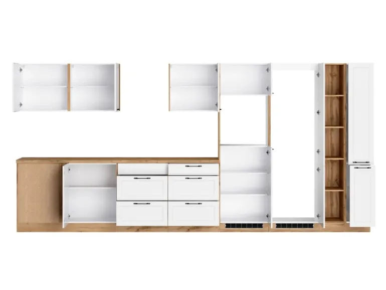 Held Küchen Winkelküche Kempten 420 cm Weiß/Wotan ohne E-Geräte