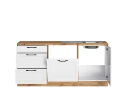 Held Küchen Winkelküche Kempten 420 cm Weiß/Wotan ohne E-Geräte