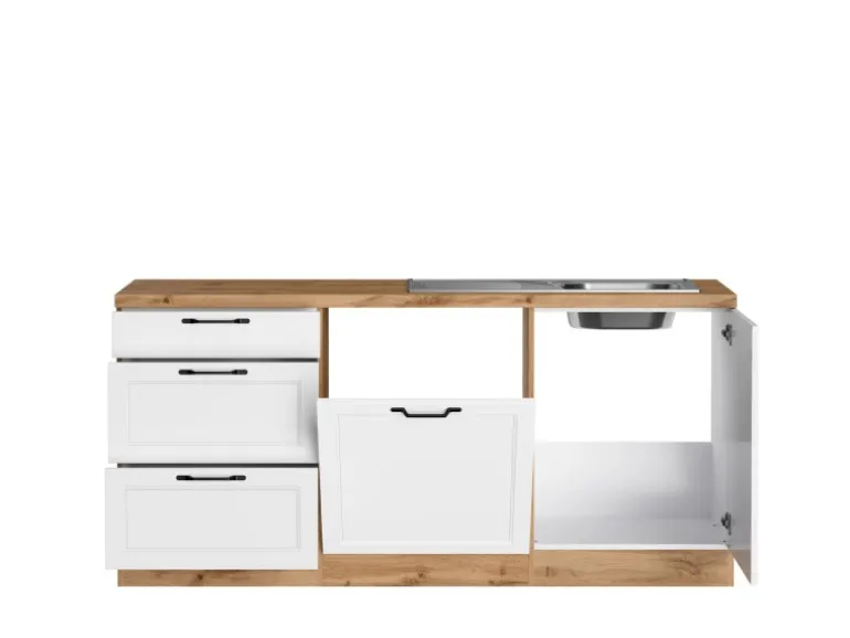 Held Küchen Winkelküche Kempten 420 cm Weiß/Wotan ohne E-Geräte