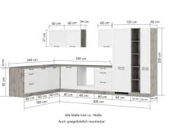 Held Küchen Winkelküche Kempten 360 cm mit E-Geräten Graphit/Grau