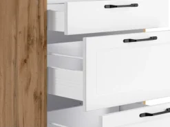 Held Küchen Winkelküche Kempten 420 cm Weiß/Wotan mit E-Geräten Induktion