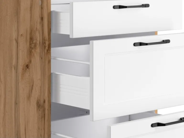 Held Küchen Winkelküche Kempten 420 cm Weiß/Wotan mit E-Geräten Induktion