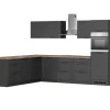 Held Küchen Winkelküche Kempten 300 cm Grau/Graphit mit E-Geräten /autark