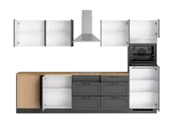 Held Küchen Winkelküche Kempten 300 cm Grau/Graphit mit E-Geräten /autark