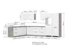 Held Küchen Winkelküche Kempten 360 cm Grau/Graphit mit E-Geräten Induktion