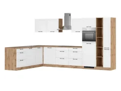 Held Küchen Winkelküche Kempten 360 cm Weiß/Wotan mit E-Geräten /autark