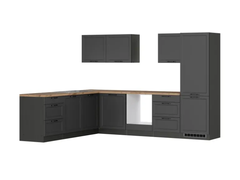 Held Küchen Winkelküche Kempten 300 cm ohne E-Geräte Graphit/Grau