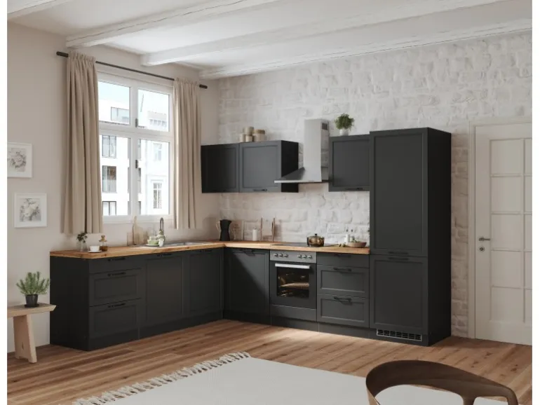 Held Küchen Winkelküche Kempten 300 cm ohne E-Geräte Graphit/Grau