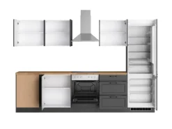 Held Küchen Winkelküche Kempten 300 cm mit E-Geräten Graphit/Grau