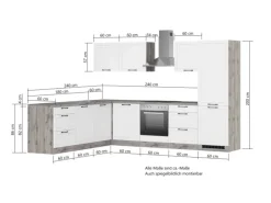 Held Küchen Winkelküche Kempten 300 cm mit E-Geräten Graphit/Grau