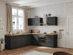 Held Küchen Winkelküche Kempten 240 cm ohne E-Geräte Graphit/Grau