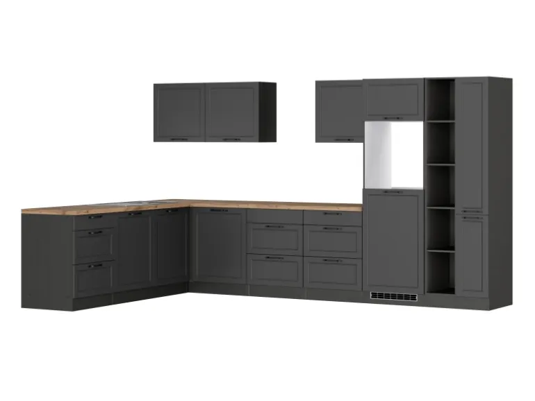 Held Küchen Winkelküche Kempten 360 cm Grau/Graphit ohne E-Geräte /autark
