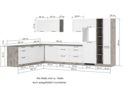 Held Küchen Winkelküche Kempten 360 cm Grau/Graphit ohne E-Geräte /autark